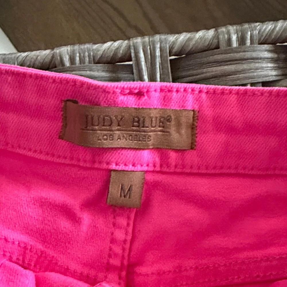 Judy Blue Vibrant Hot Pink Frayed Hem Jean Shorts - Picture 3 of 3